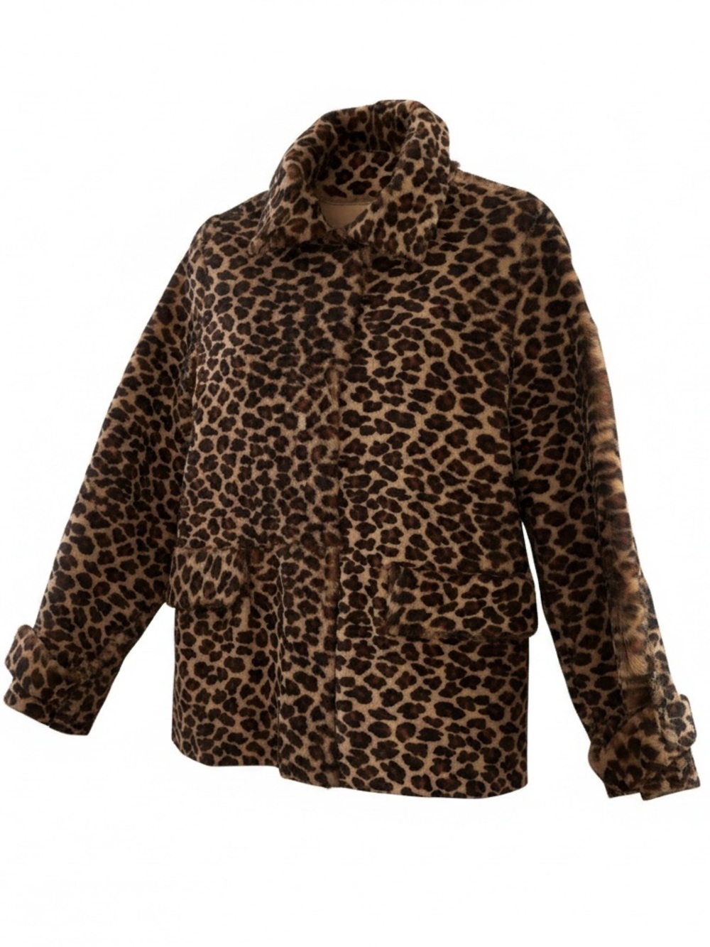 Reversible 100% Lambskin Leopard Coat Made in Italy Size 42 AERIN East Hampton